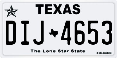 TX license plate DIJ4653