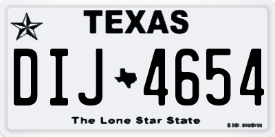 TX license plate DIJ4654