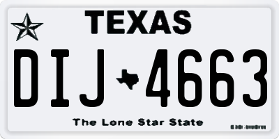 TX license plate DIJ4663