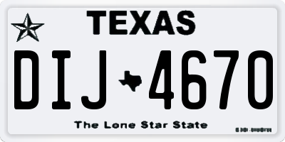 TX license plate DIJ4670