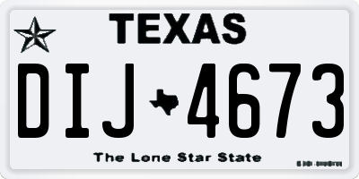 TX license plate DIJ4673