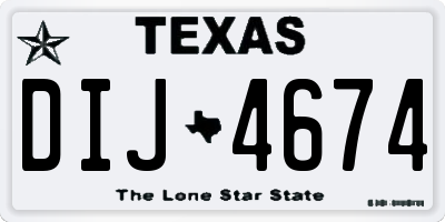 TX license plate DIJ4674