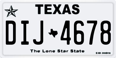 TX license plate DIJ4678