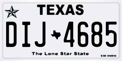 TX license plate DIJ4685