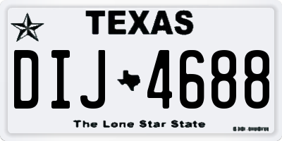 TX license plate DIJ4688
