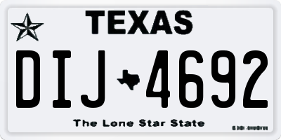 TX license plate DIJ4692