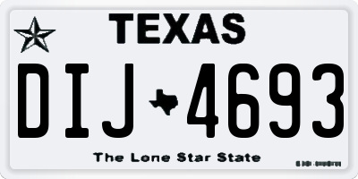 TX license plate DIJ4693