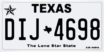 TX license plate DIJ4698