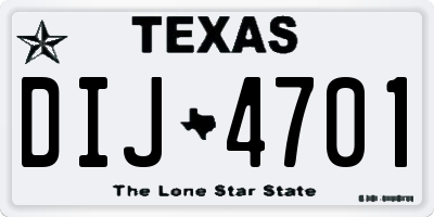 TX license plate DIJ4701