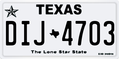 TX license plate DIJ4703