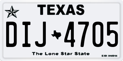 TX license plate DIJ4705