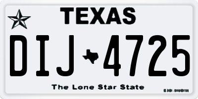 TX license plate DIJ4725