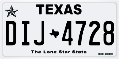 TX license plate DIJ4728