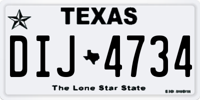 TX license plate DIJ4734