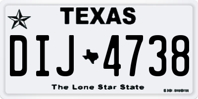 TX license plate DIJ4738