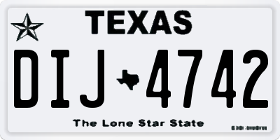 TX license plate DIJ4742