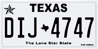 TX license plate DIJ4747