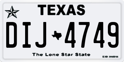 TX license plate DIJ4749