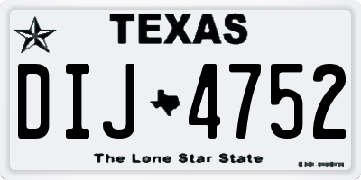 TX license plate DIJ4752
