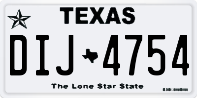 TX license plate DIJ4754