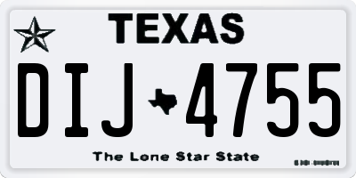 TX license plate DIJ4755