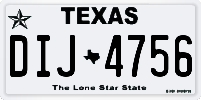 TX license plate DIJ4756
