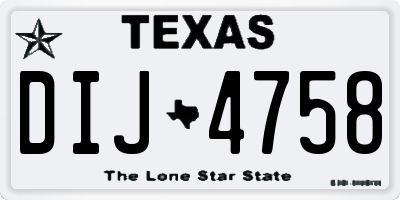 TX license plate DIJ4758