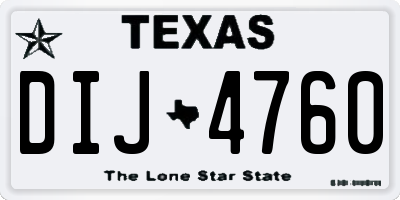 TX license plate DIJ4760