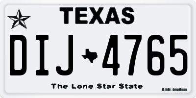 TX license plate DIJ4765