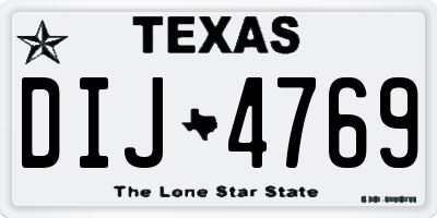 TX license plate DIJ4769