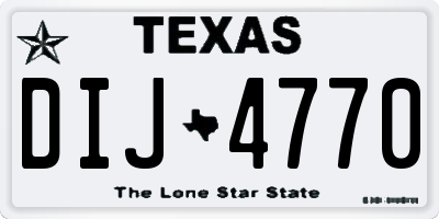 TX license plate DIJ4770