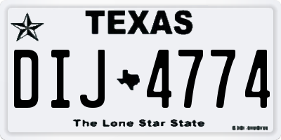 TX license plate DIJ4774