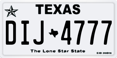 TX license plate DIJ4777