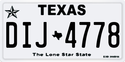 TX license plate DIJ4778
