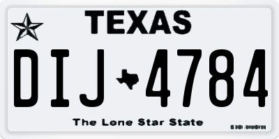 TX license plate DIJ4784