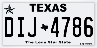TX license plate DIJ4786