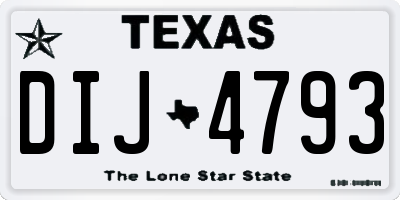TX license plate DIJ4793