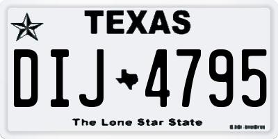 TX license plate DIJ4795