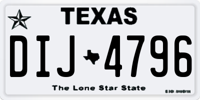TX license plate DIJ4796