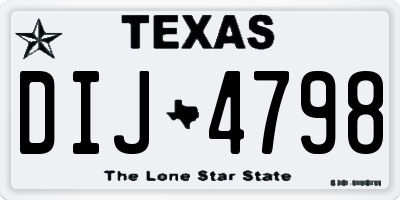 TX license plate DIJ4798