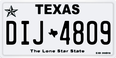 TX license plate DIJ4809