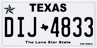 TX license plate DIJ4833