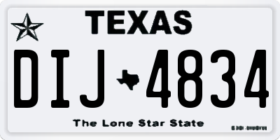 TX license plate DIJ4834