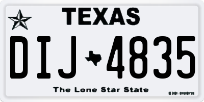 TX license plate DIJ4835