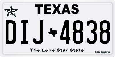 TX license plate DIJ4838
