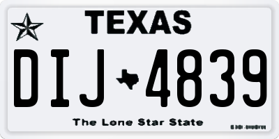 TX license plate DIJ4839