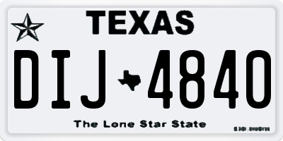 TX license plate DIJ4840