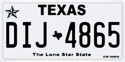 TX license plate DIJ4865