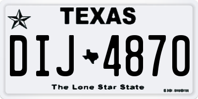 TX license plate DIJ4870