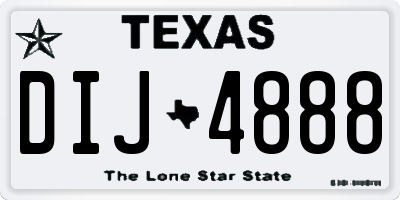 TX license plate DIJ4888